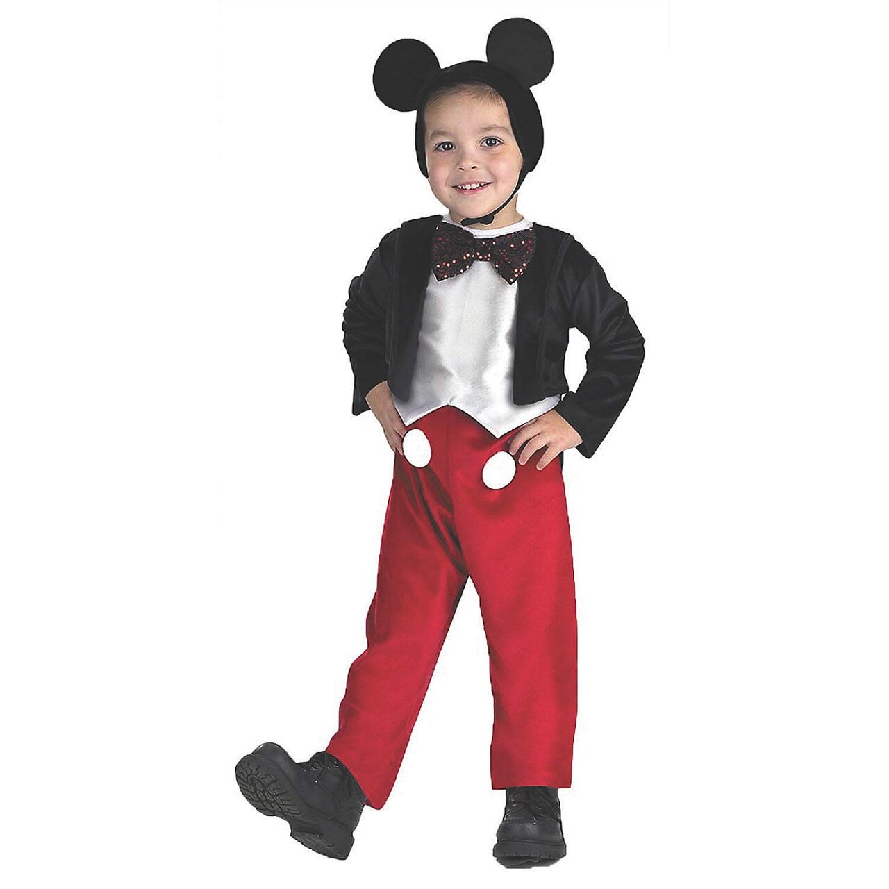 Classic Boys Mickey Mouse Costume with Hood and Bow Tie for Halloween Fun